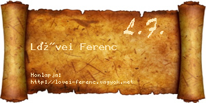 Lövei Ferenc névjegykártya